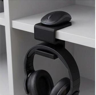 Under-Desk Headphone Holder in Black